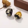 Wholesale Hypoallergenic Letter Stud Earrings For Women In Copper With KC Golden Plated UV Plating And Zircon Inlay