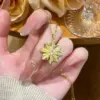 Wholesale Starburst Necklace For Women, Golden Plated 304 Stainless Steel With Zircon Inlay And Cable Chain
