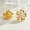 Wholesale 18K Gold Plated 304 Stainless Steel Vacuum Electroplating (In Furnace) Acrylic Flower Electroplated Earrings For Women Weekend Selfie