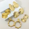 Wholesale PVD Coated Real Gold Plated 14K Gold Sector 304 Stainless Steel Modern Style Classic Style Waterproof Non Tarnish Drop Earrings