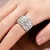 Wholesale Geometric Claw Setting Ring For Women In Copper With White K Plated Water Plating And Zircon Inlay