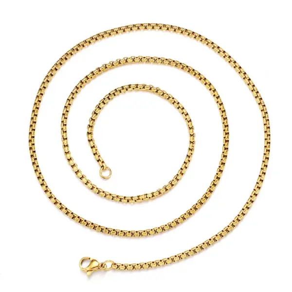 Wholesale Versatile Simple Box Chain Necklace DIY Basic Edition Pearl Chain Jewelry Neutral Style Stainless Steel Electroplated Square