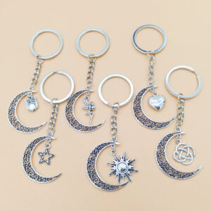oly-2eb52aa3a6aef0a6baaa99dbee9d67d9 Wholesale Five-Pointed Star Sun and Moon Pendant Retro Moon Combination Keychain Pendant