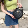 Wholesale Small round handbag, quilted bag, embroidered mini bag