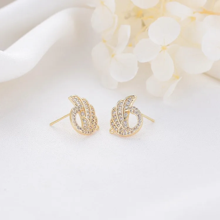 Wholesale Swan Stud Earrings For Women Featuring 925 Sterling Silver Posts With Electroplated Copper And Zircon Inlay