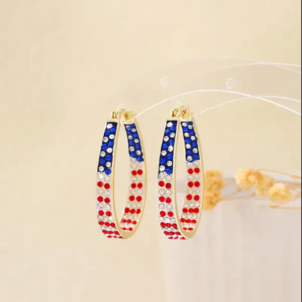 Wholesale 1 Pair Elegant Shiny American Flag Copper Alloy Earrings