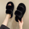 Wholesale style Korean-style fluffy slippers for women, perfect for autumn and winter, thick-soled, cotton slippers.