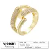 Wholesale Geometric Open Rings For Women With Zircon Inlay, Copper Base Featuring 18K Real Gold Water Plating