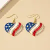 Wholesale Jewelry Ig Style Retro Commute Pentagram Heart Shape American Flag Alloy Artificial Gemstones Plating Inlay Drop Earrings