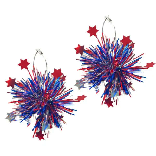 oly-2f09e382527d006a641d02e2c633807a Wholesale Sparkling Street Style Independence Day Earrings Large Ball Exaggerated Drop Earrings Acrylic Geometric Pattern Original Design For Women - Nihaojewelry