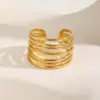 Wholesale PVD Coated Real Gold Plated 18K Gold Geometric 201 Stainless Steel Vintage Style Simple Style Classic Style Waterproof Non Tarnish Rings