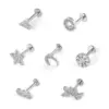 Wholesale 1 Piece Lip Rings Classic Style Solid Color 304 Stainless Steel 316 Stainless Steel Polishing Inlay Zircon Lip Rings