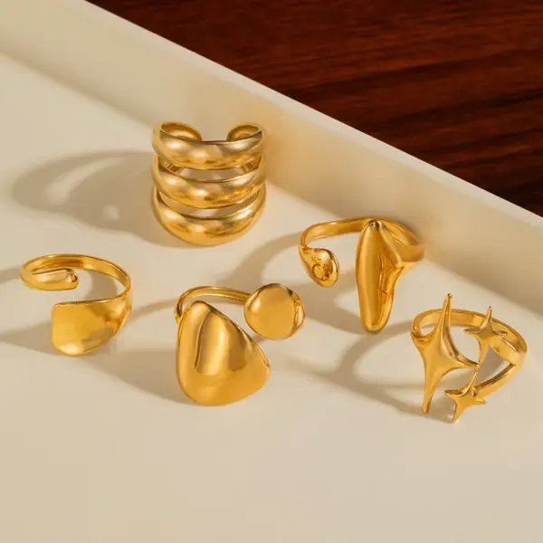 Wholesale Exaggerated Open Ring For Women Made Of Durable Titanium Steel In Steel Color, 1 Piece