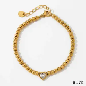 Heart Bead Necklace / Gold