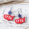 Wholesale Retro White Wood Drop Earrings For Women Featuring Map Print Design