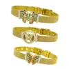 Wholesale Butterfly Bezel Setting Bracelet For Women In 304 Stainless Steel With Zircon Inlay And 0.03µm PVD Coated Gold Plating