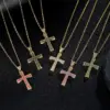 Wholesale Women’s Waterproof Non Tarnish Copper Cross Necklace With KC Golden Plated Electroplated Finish And Zircon Inlay