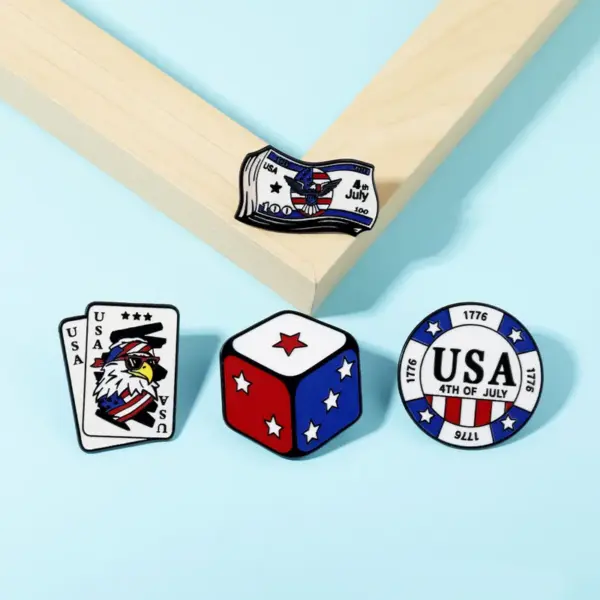 Wholesale Dice Pin Made Of Alloy Featuring Electroplated Craftsmanship, Perfect For Independence Day