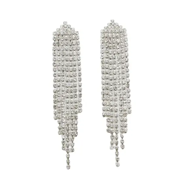 Wholesale 1 Pair Fashion Tassel Inlay Diamond Copper Rhinestones Drop Earrings