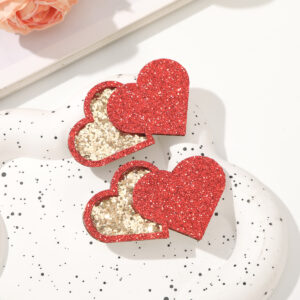 6cm glitter love hairpin red 2 pieces-1 pair
