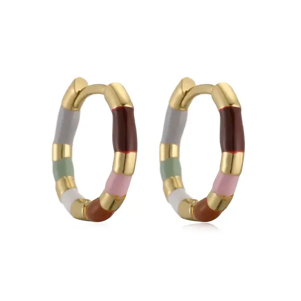 Wholesale 1 Pair Elegant Cute Sweet Round Enamel Plating Copper 18K Gold Plated Earrings