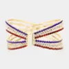 Wholesale National Flag Wristband With Claw Setting, Copper Material, Golden Plated Water Plating, Rhinestones Inlay, 0.03µm Plating Thickness