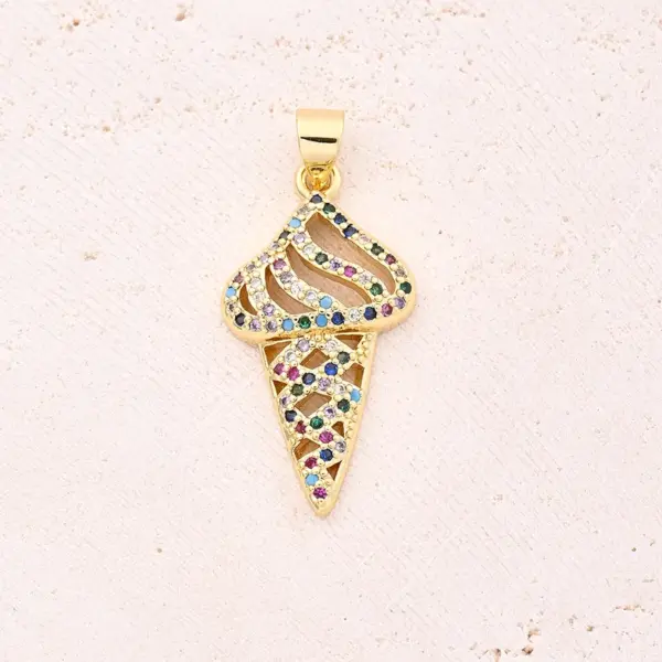 oly-2f6e6e1b8fa3e3b75b18bba01d6c9d50 Wholesale 1 Pc/Package 12.5x17mm 15x11mm 19x10mm Hole 3~3.9mm 5x3.5mm Copper Zircon 18K Gold Plated Ice Cream Letter American Flag Polished Pendant