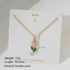 Wholesale PVD Coated Real Gold Plated 18K Gold Tulips 304 Stainless Steel Basic Simple Style Commute Waterproof Non Tarnish 304 Stainless Steel Lobster Trigger Clasp Closure Pendant Necklace