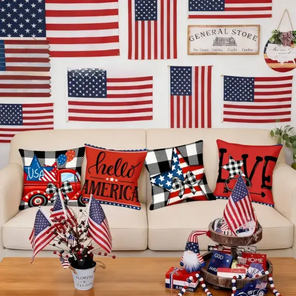 Wholesale Household Plush Pillow Case Featuring Car Pattern, Perfect For Independence Day Decoration