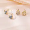 Wholesale Elegant Geometric Heart Zircon New Style Fashionable Versatile Lightweight Luxury Earrings Cross Pattern Polished Finish