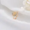 Wholesale Butterfly Open Rings For Women, Waterproof Non Tarnish Copper With 14K Real Gold Plated And Rhinestones, Electroplated Finish