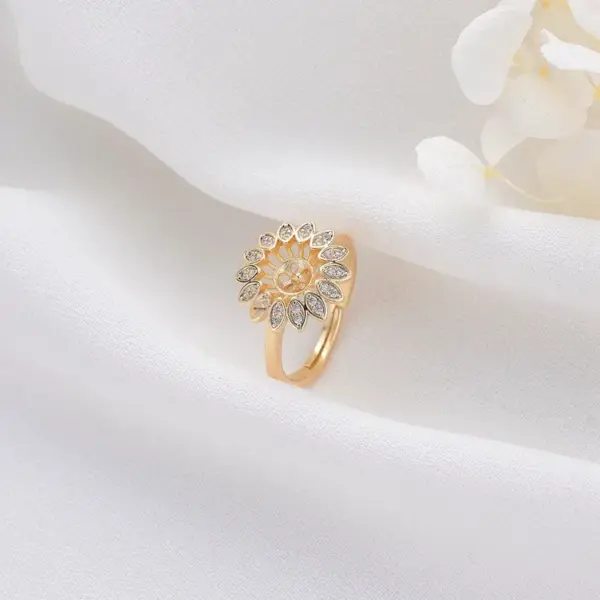 Wholesale Butterfly Open Rings For Women, Waterproof Non Tarnish Copper With 14K Real Gold Plated And Rhinestones, Electroplated Finish