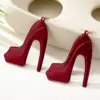 Wholesale Exaggerated Red Electroplated Alloy Heels Ear Hook Earrings For Women With KC Golden Plated Finish