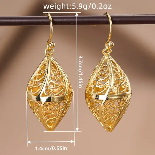 Wholesale Three-dimensional Geometric Drop Earrings For Women In Copper With KC Golden Plated Water Plating And 0.03µm Coating Thickness
