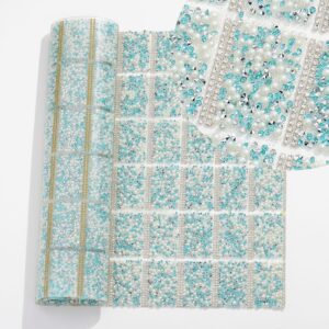 3 lake green with pearls / Pointed bottom rhinestones with pearls hot melt square adhesive tape [full piece 24*40cm small square 3*4cm]