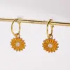 Wholesale Fashionable Plated Flower Earrings Color Preservation Drop Oil Polished Copper Casual Modern Minimalist Style