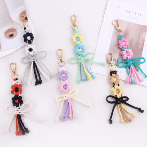 oly-2fcd7edd9b2f98b7a46a4fbafb1b4959 Wholesale pure hand-woven cartoon flower bow key chain pendant creative color cotton rope accessories accessories