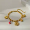 Wholesale Popular Style New Chinese Style 18K Gold Stainless Steel SUNFLOWER Butterfly Small Pendant Bracelet Elegant High-Grade Bracelet