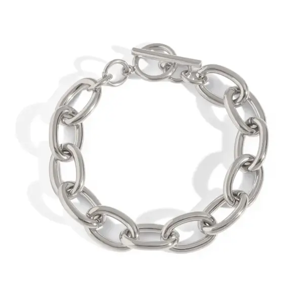 Wholesale PVD Coated Real Gold Plated 18K Gold Solid Color 304 Stainless Steel Sweet Waterproof Non Tarnish 304 Stainless Steel OT Clasp Toggle Clasp Closure Bracelets