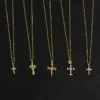 Wholesale 304 Stainless Steel Cross Electroplated Zircon Gold Plated Glam Modern Style Shiny Plating Inlay Gold Necklace