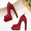 Wholesale Exaggerated Red Electroplated Alloy Heels Ear Hook Earrings For Women With KC Golden Plated Finish