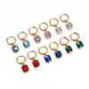 Wholesale 1 Pair Simple Style Square Plating Inlay Stainless Steel Glass Drop Earrings