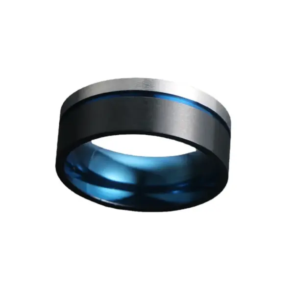 Wholesale Trendy Dual-Color Titanium Steel Ring For Men New New Minimalist Geometric Pattern Fashionable Creative SA1069