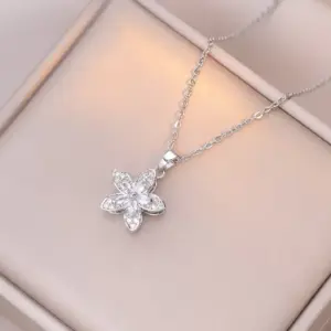 X1465 Steel Rotating Flower Necklace