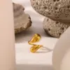 Wholesale 304 Stainless Steel Geometric Water Droplets PVD Coated 18K Gold 18K Real Gold Plated Real Gold Plated Vintage Style Modern Style Simple Style Waterproof Non Tarnish Gold Open Rings