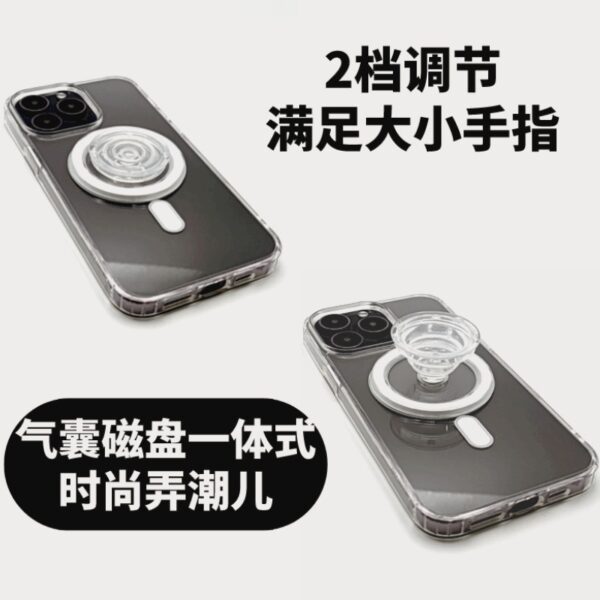 Wholesale Transparent Magnetic Airbag Holder Black and White Mobile Phone Holder Telescopic Anti-Fall Holder Suitable for Apple Huawei, Etc