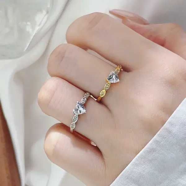 Wholesale Elegant Heart Shaped Ring For Women With Micro Paved Zircon Fashionable Personality Ring Romantic Style Suitable For Daily Wear And Dates