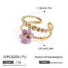 Wholesale Ion Plating (IP) 18K Gold Plated Flower 304 Stainless Steel IG Style Sweet Waterproof Non Tarnish Open Rings - Nihaojewelry