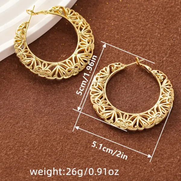 Wholesale Three-dimensional Geometric Earrings For Women In Copper With KC Golden Water Plating And 0.03µm Thick Coating
