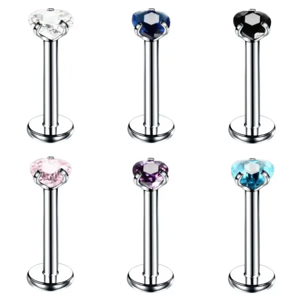 Wholesale Fashion Geometric Stainless Steel Inlaid Zircon Lip Stud 1 Piece